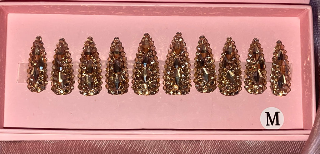 Gold Rhinestone Stiletto Press-on Nails