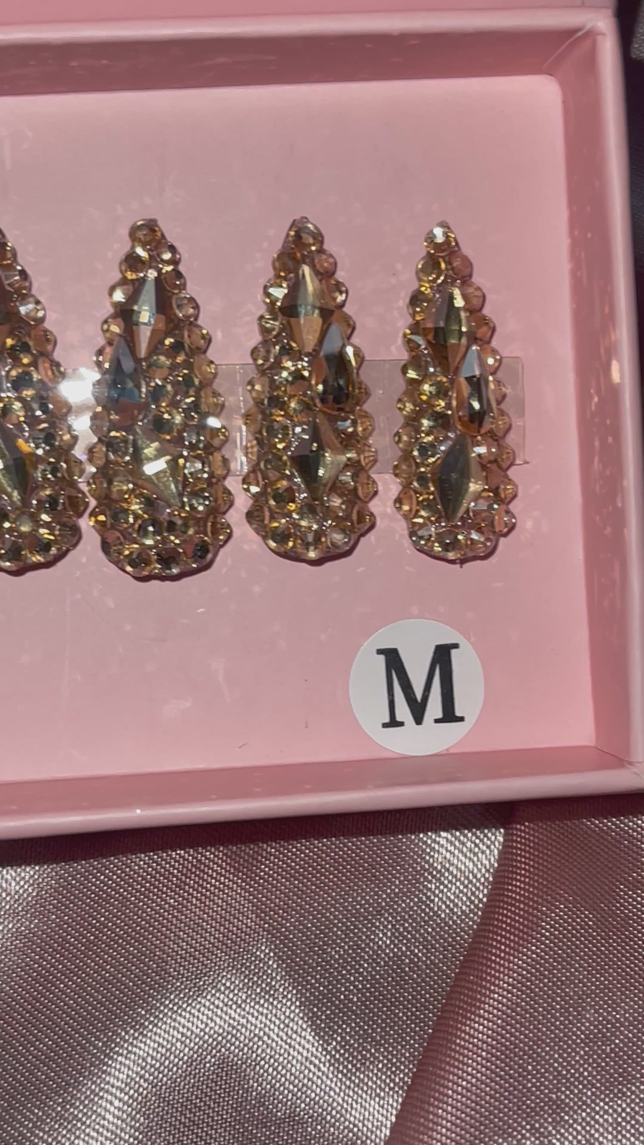 Gold Rhinestone Stiletto Press-on Nails